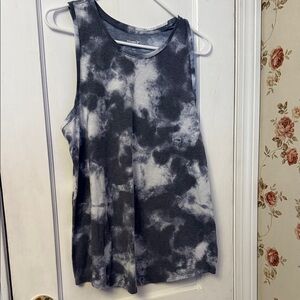 💙 Old Navy Women's Blue and White Tie-Dye Muscle Tee Sz XL